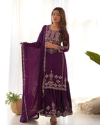 Chinon Silk Embroidered Sharara Set