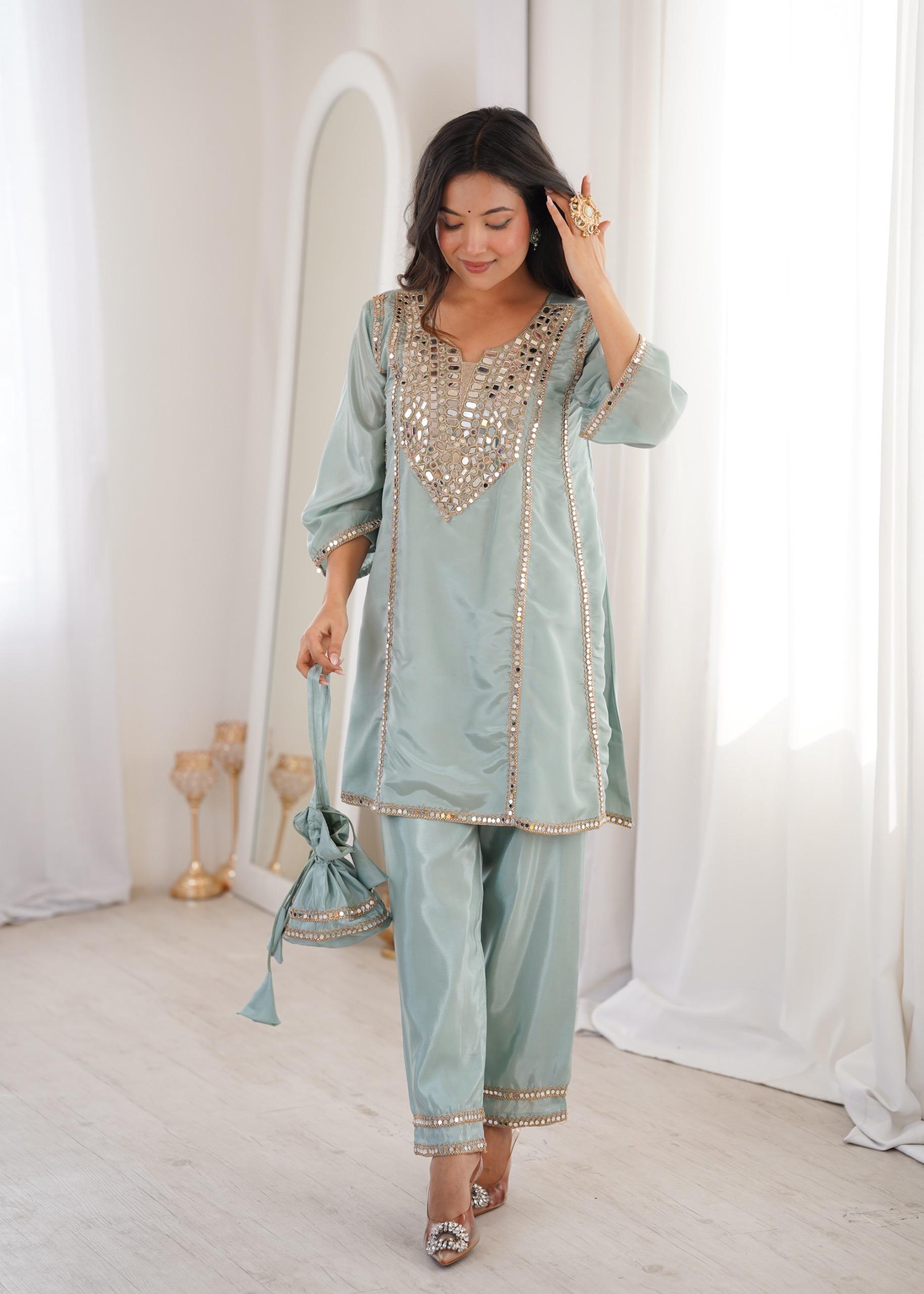 Sky Blue  Festive Edit Mirror Muse Set