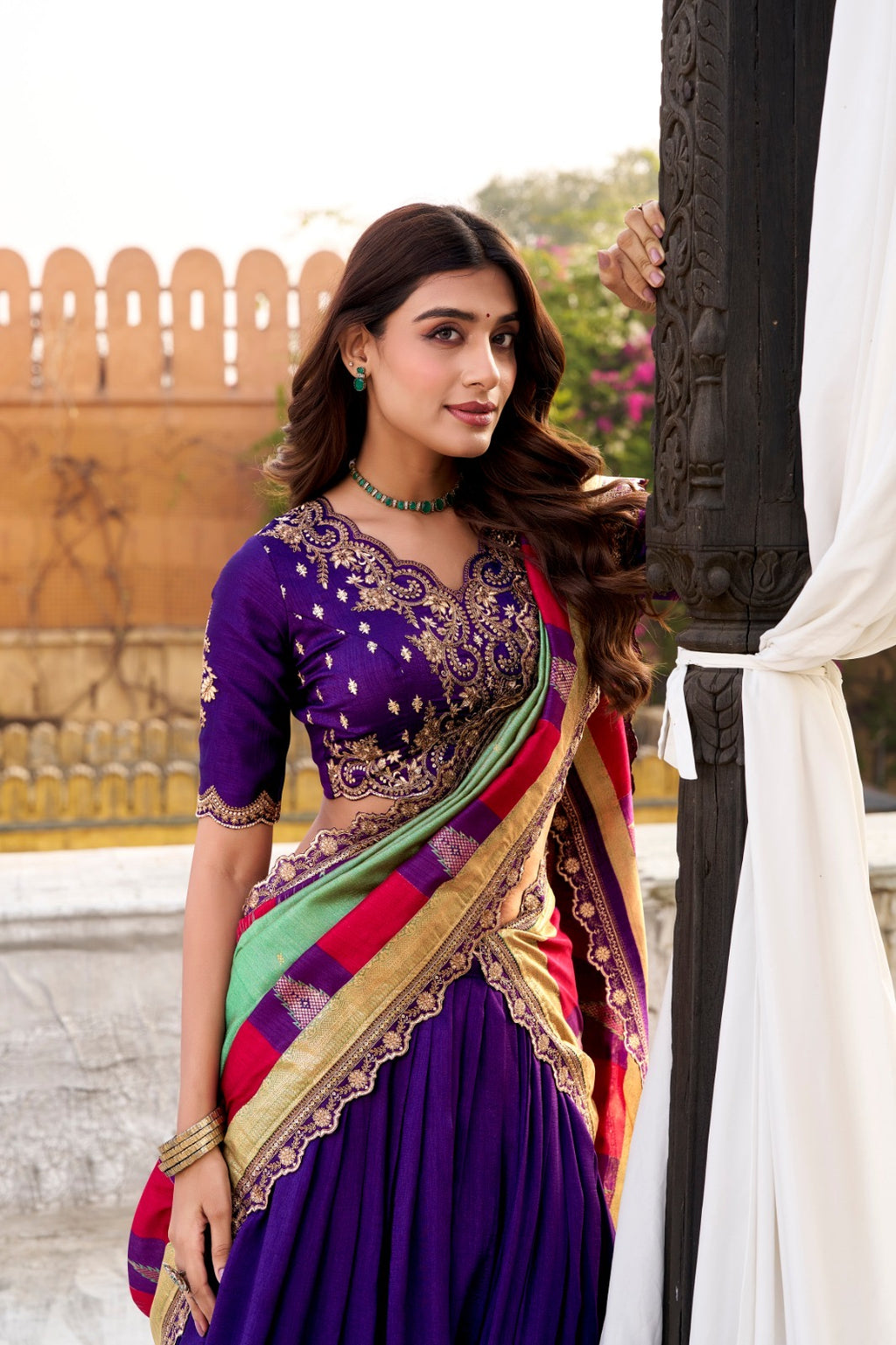 Vichitra Silk Lahenga Choli - Purple Colour