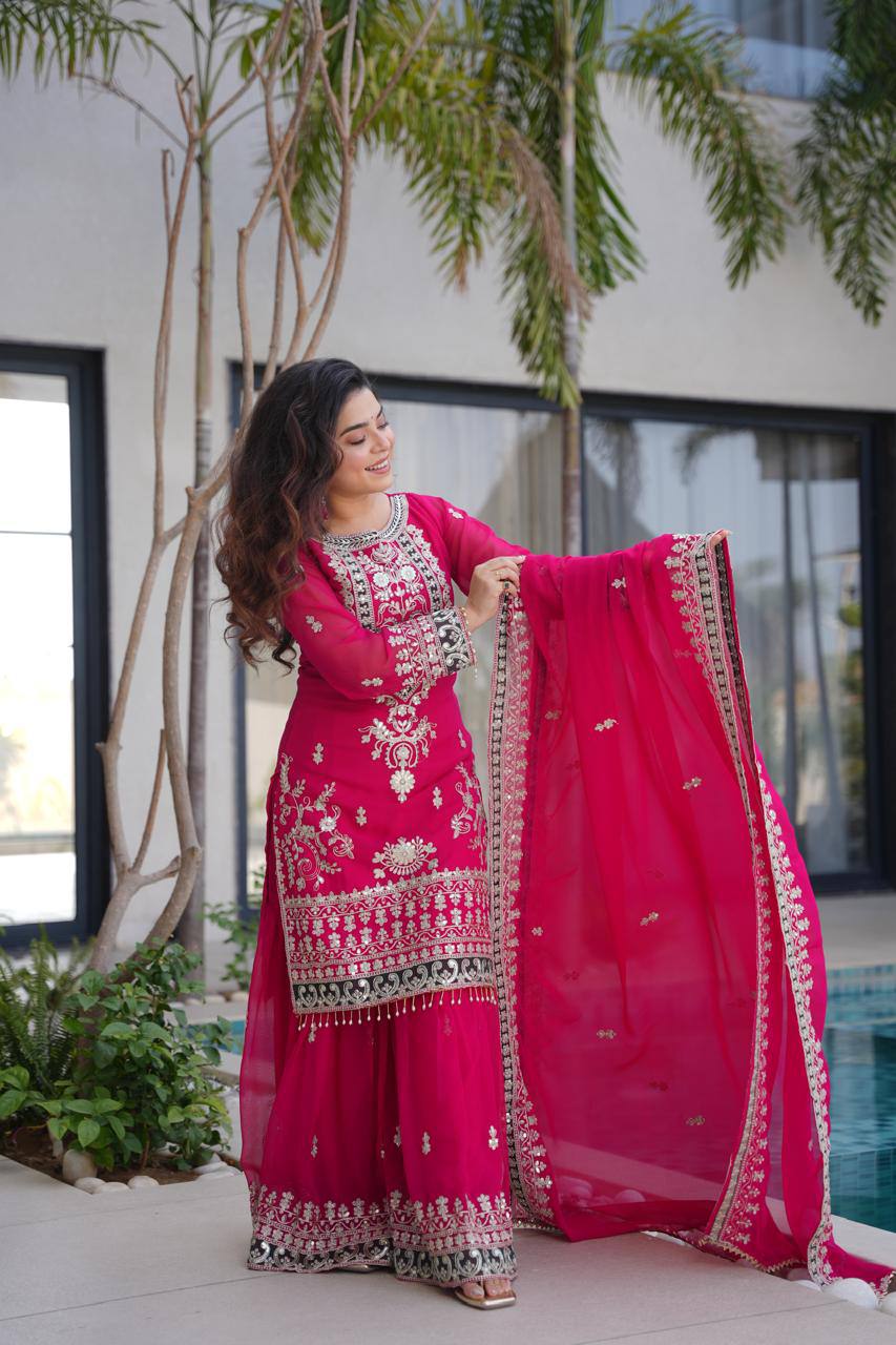 Pink Premium Festive Sharara Set