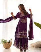 Chinon Silk Embroidered Sharara Set