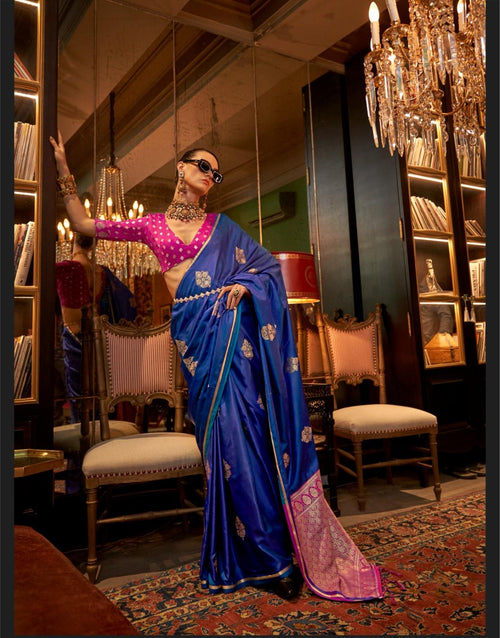 Classic Blue Noorvana Regal Satin Weave Saree