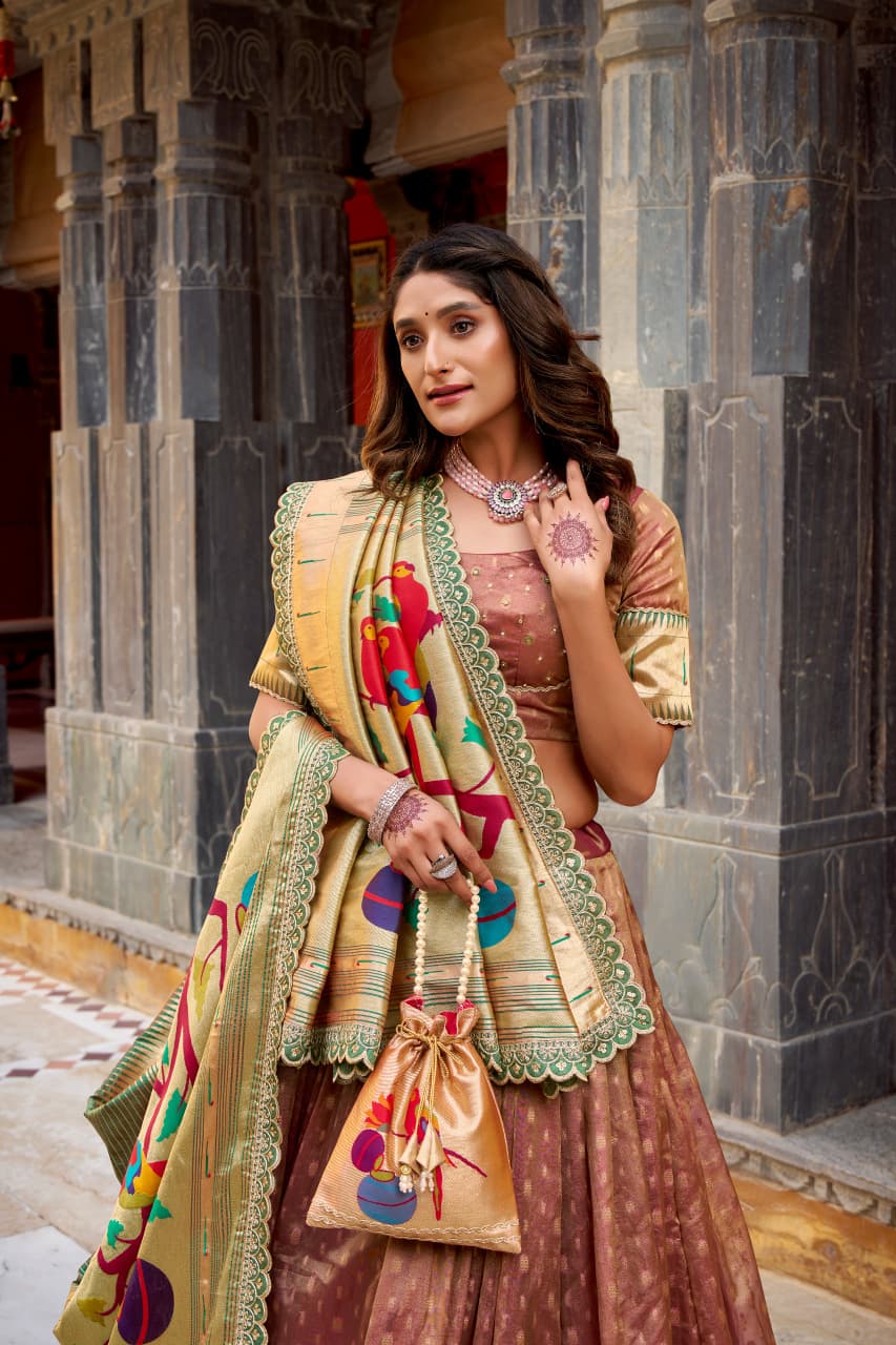 Royal Peach Noorvana Paithani Royale Lehenga