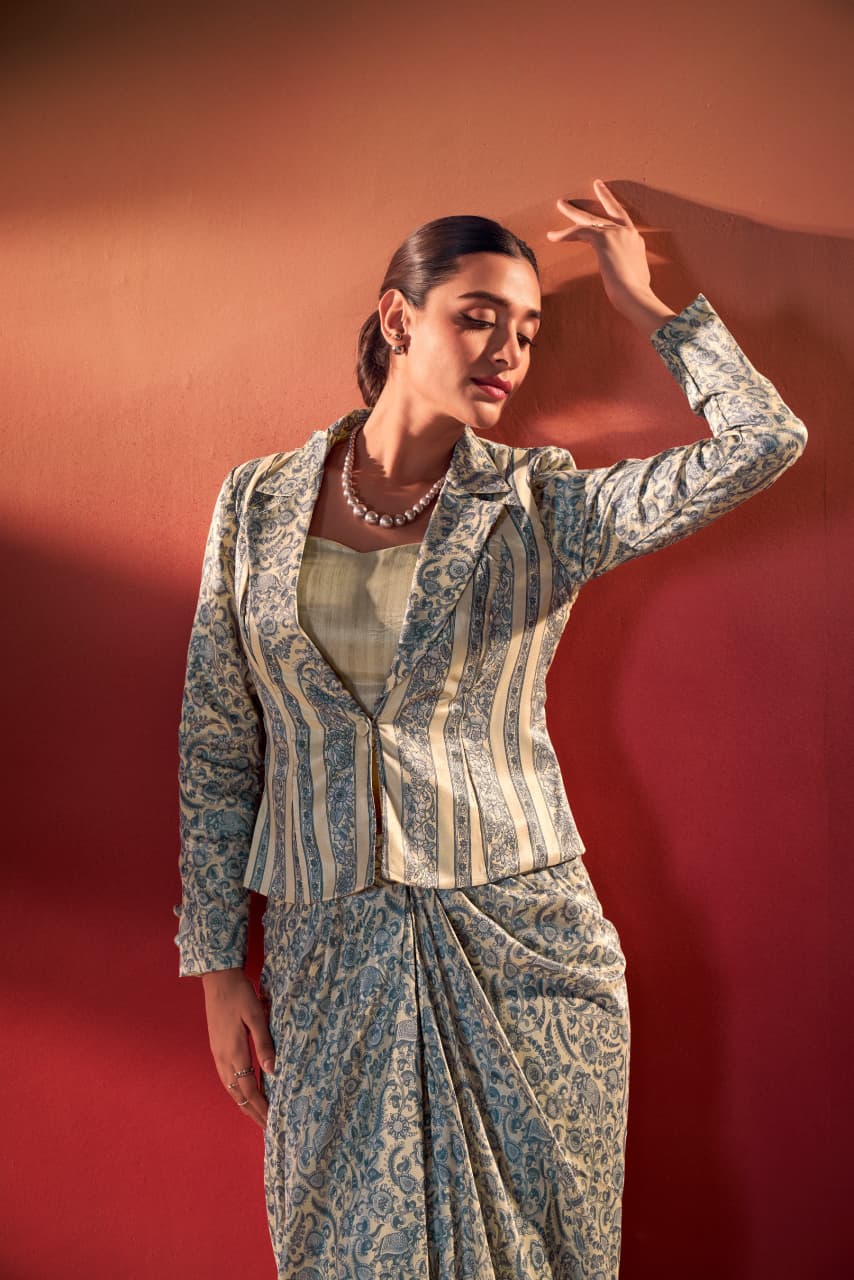 Boho Sanskriti Edit Dusty Blue - Indo Western