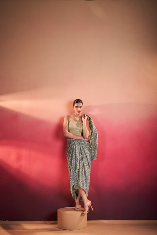 Boho Sanskriti Edit Dusty Blue - Indo Western