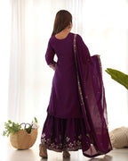 Chinon Silk Embroidered Sharara Set