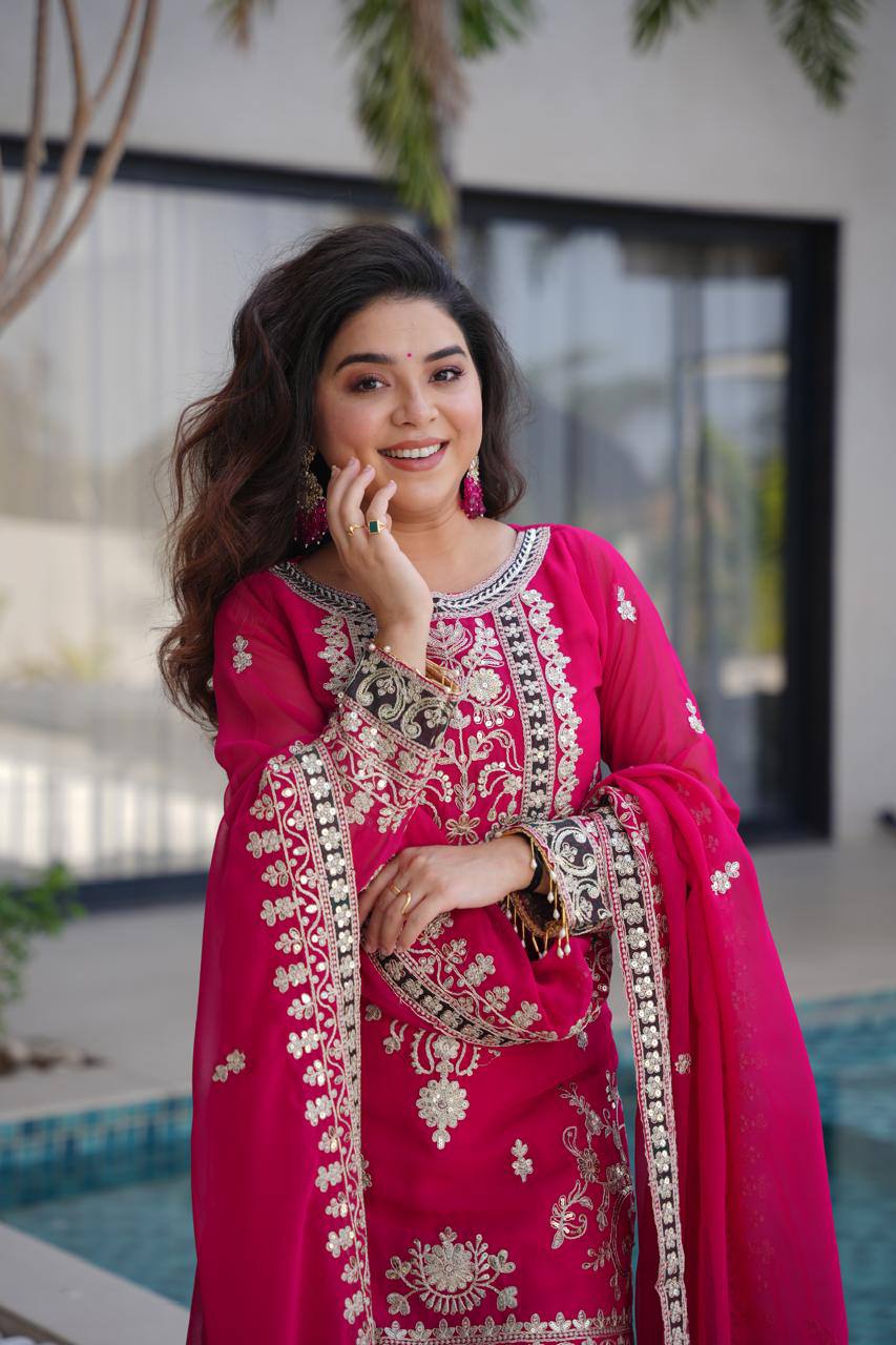 Pink Premium Festive Sharara Set
