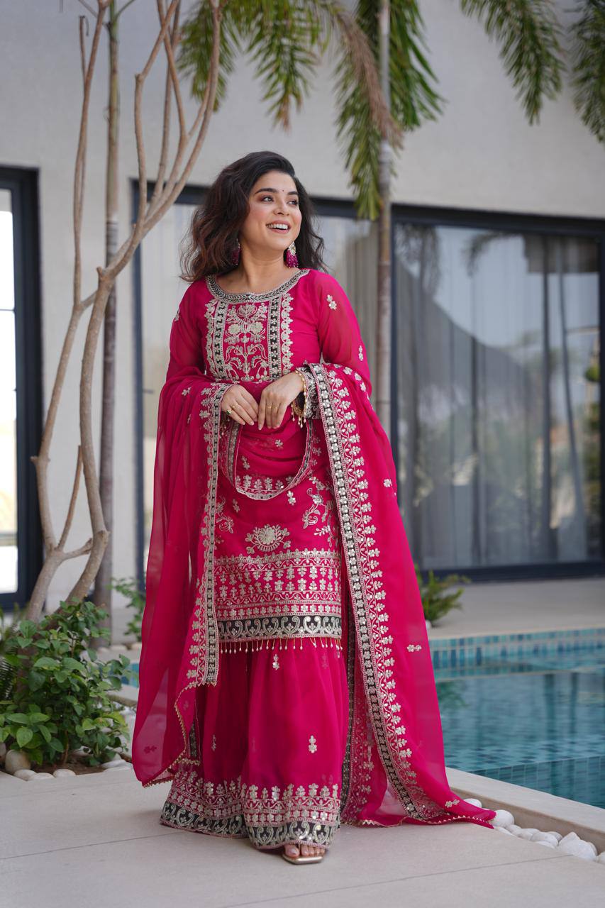 Pink Premium Festive Sharara Set