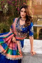 Vichitra Silk Lahenga Choli - Blue Colour